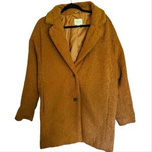 Daily Ritual Oversized Teddy Brown Coat